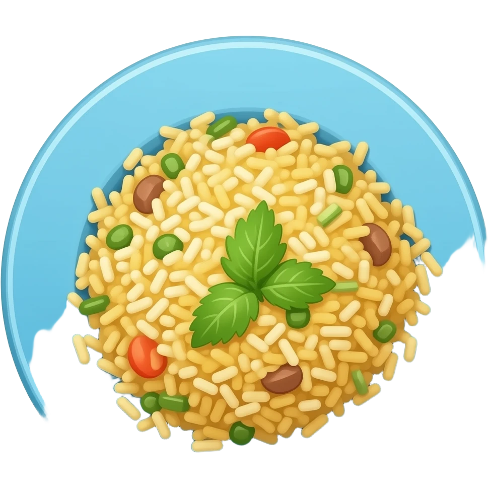  fried rice in a blue plate side emoji