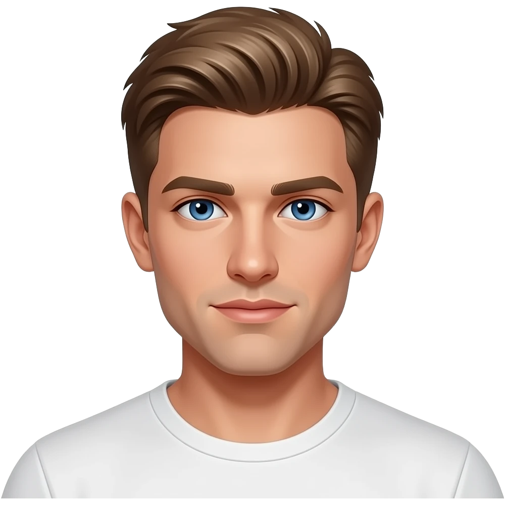 Male, confident, sexy, blue eyes, light brown hair, chiseled emoji