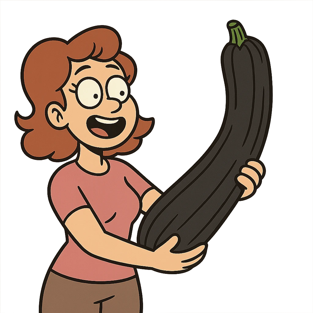 long black zucchini, stylized, playful, cartoon style emoji
