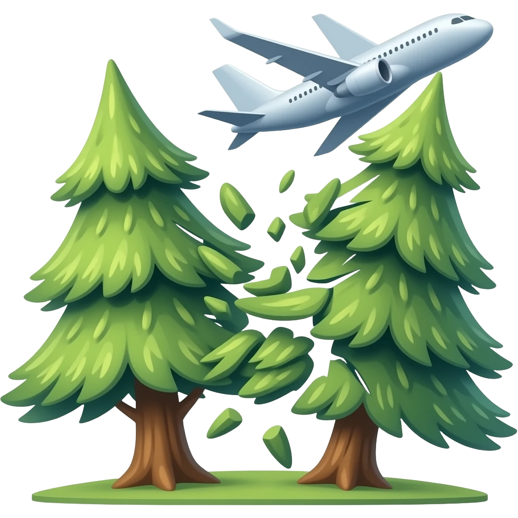 PLANE HITTING A TREE emoji