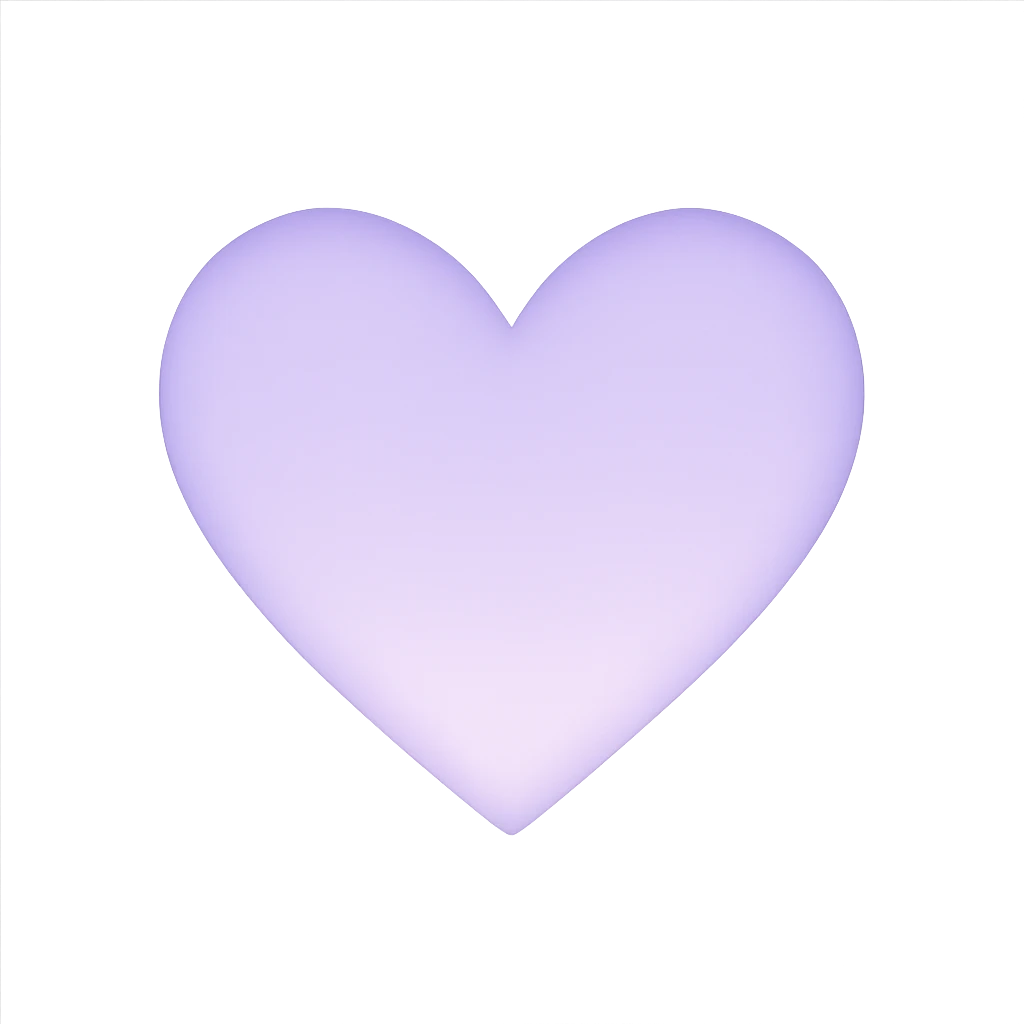 heart with a soft lavender gradient, clean digital illustration emoji