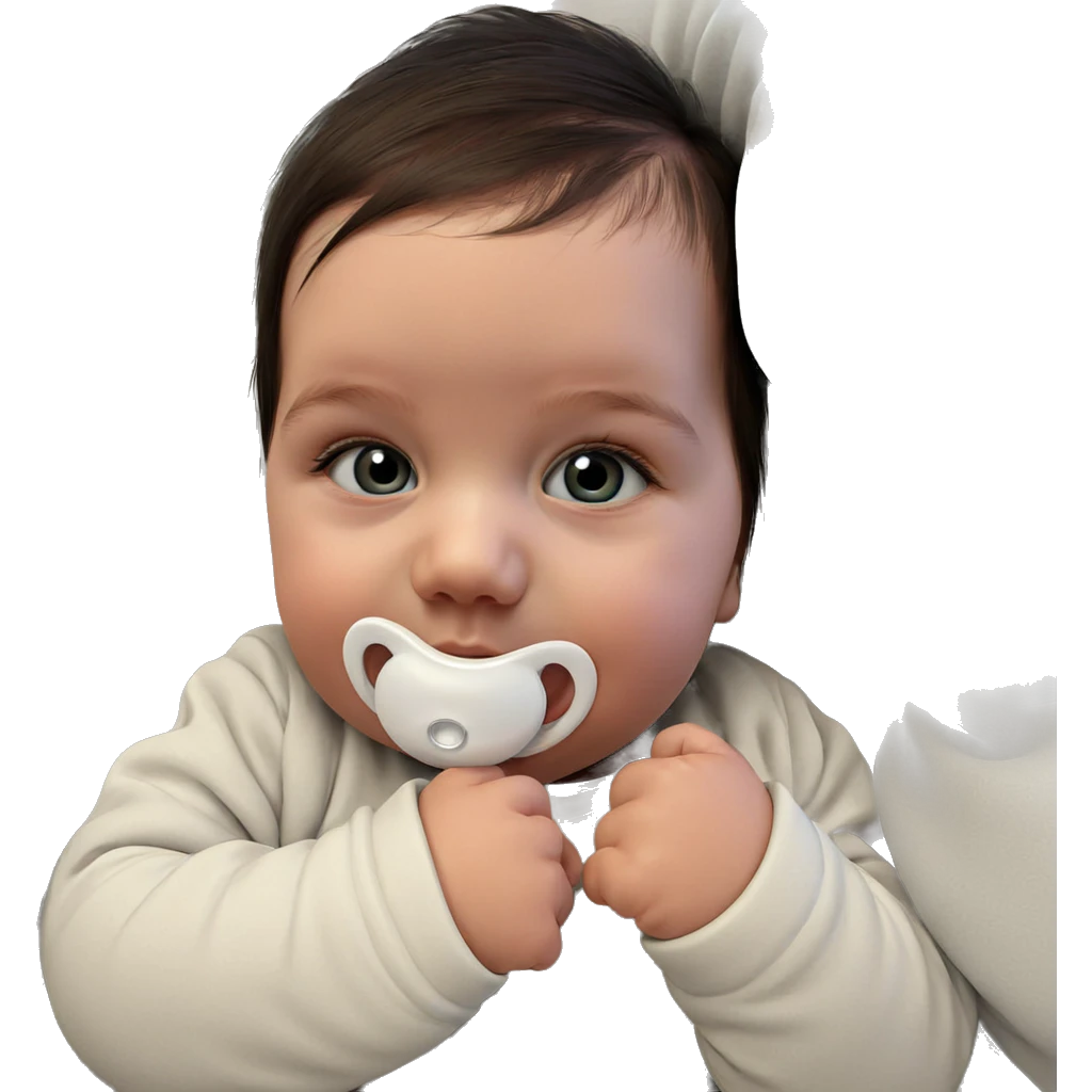 realistic baby girl with pacifier emoji
