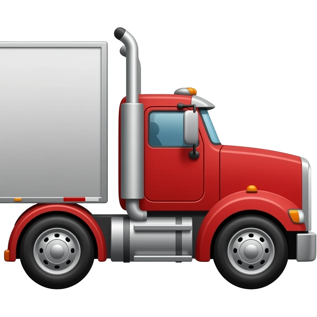 semi truck and trailer red driving to the right-2d sideway emoji