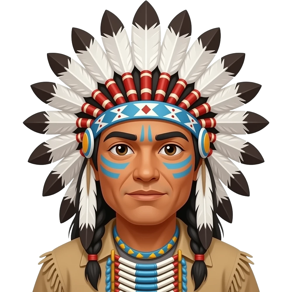 Native American man with headdress with face paint emoji