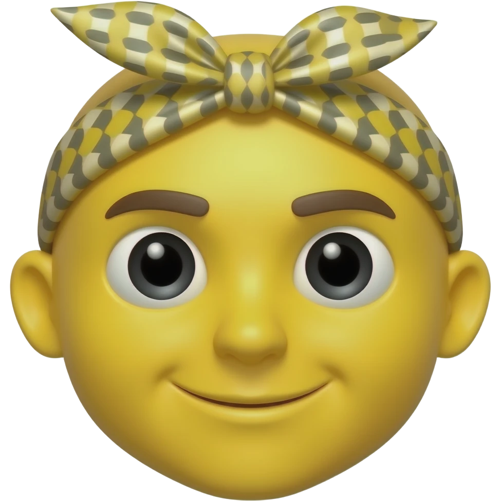 Yellow round glossy emoji with bandana emoji