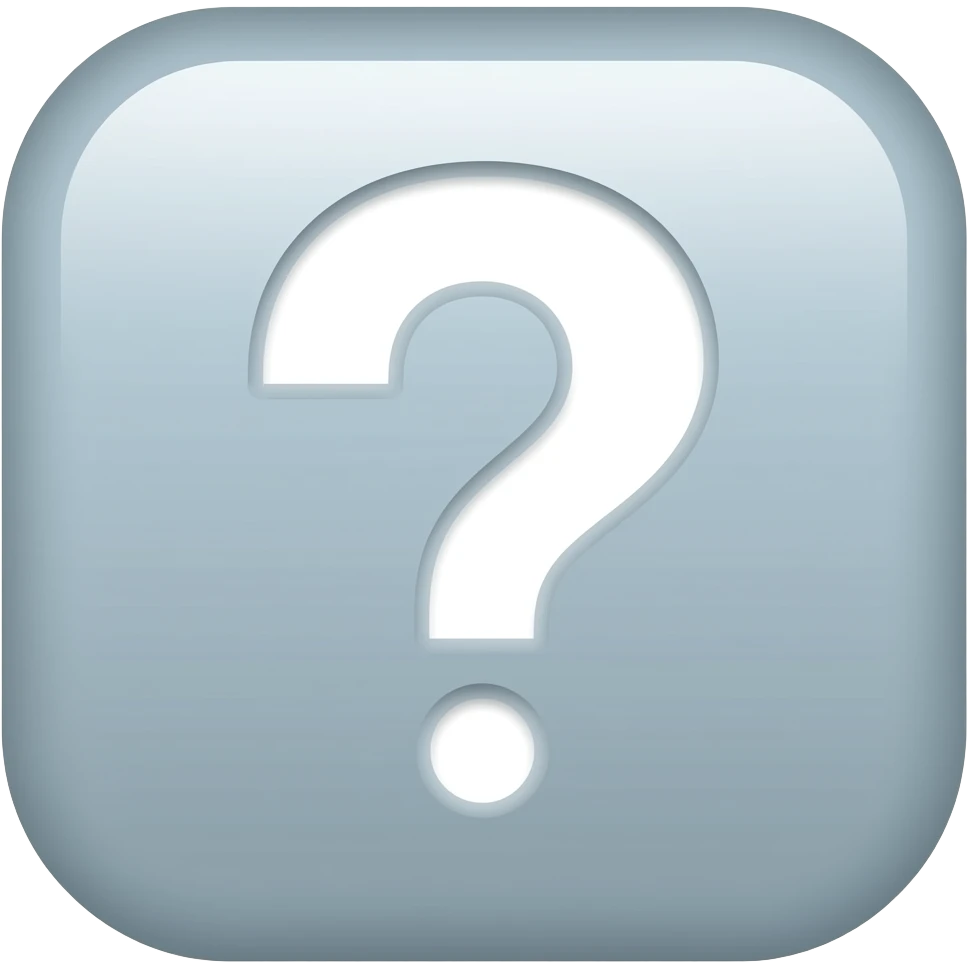 Question mark flat shapes design, cartoonish illustration, pastel blue colours, rounded, thick outlines, sticker outline emoji