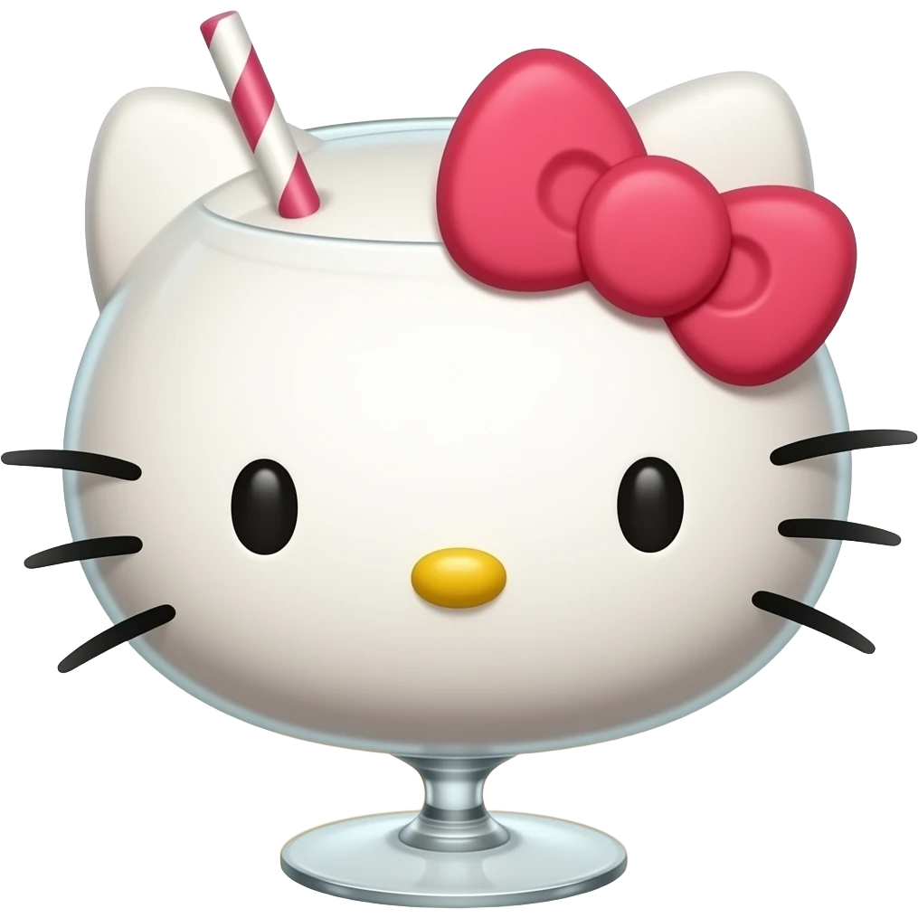 hello kitty themed cocktail with actual hello kitty illustration as a decoration emoji