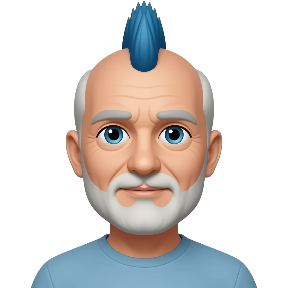 man skin mohawk and blue yes older no barber emoji