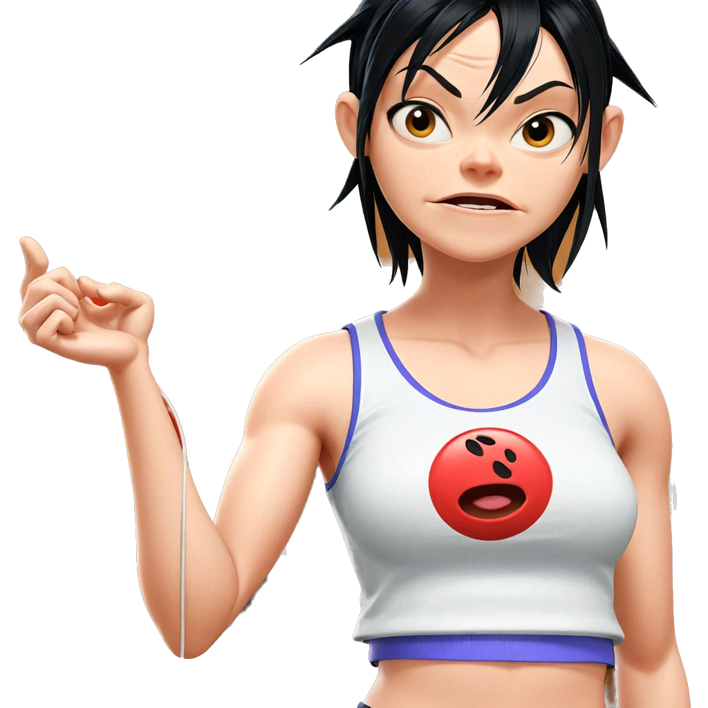 black haired girl in tank top emoji