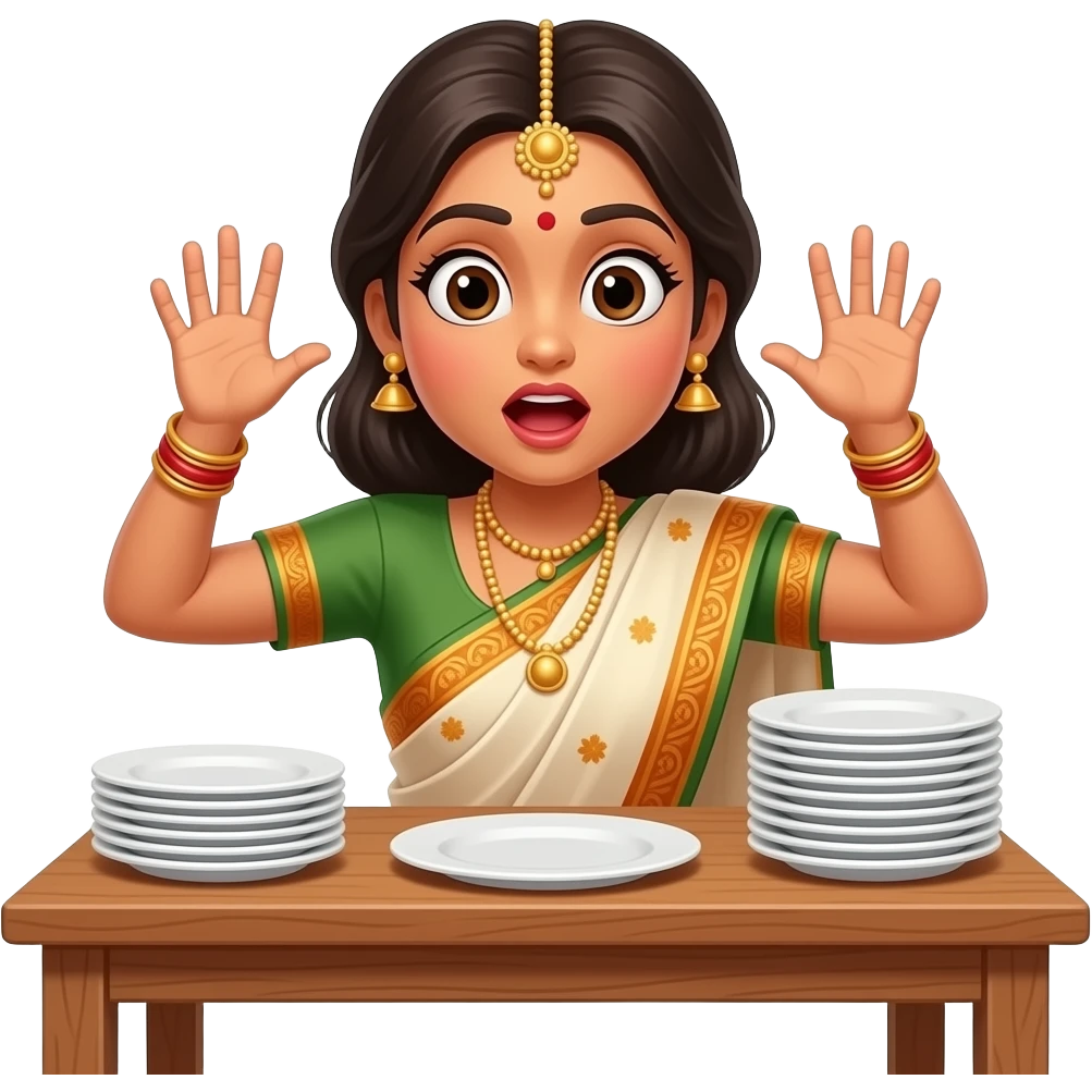 indian woman falling off table emoji
