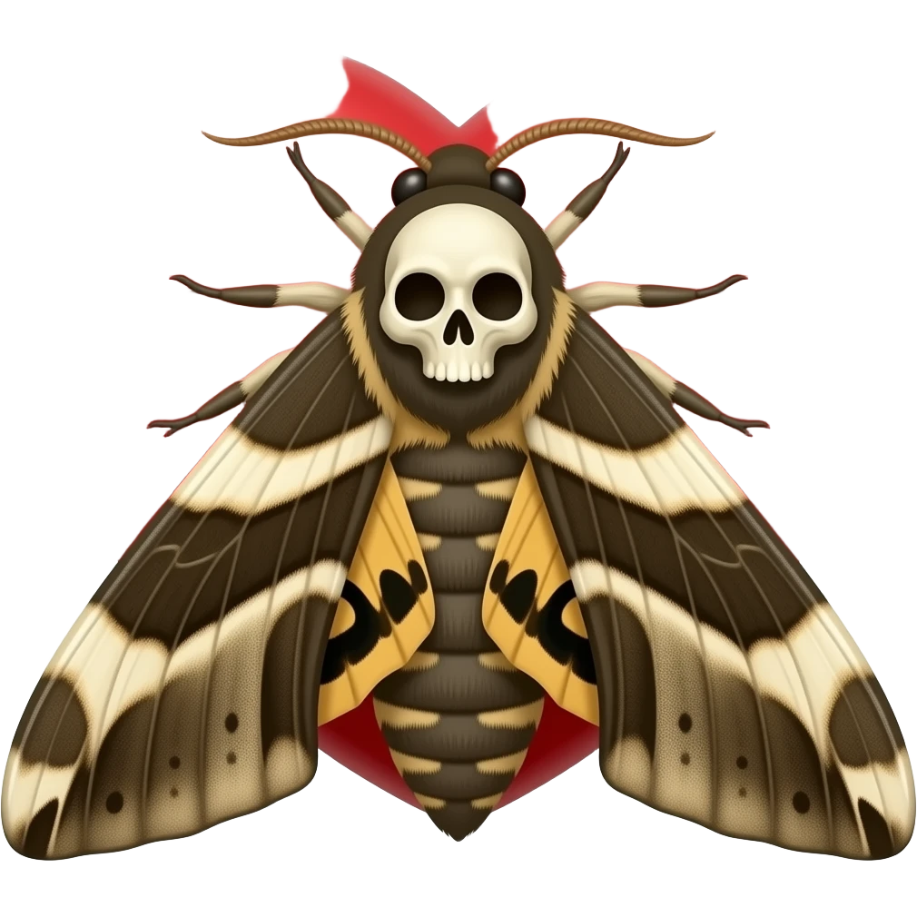 Death's head hawk Moth on heart emoji