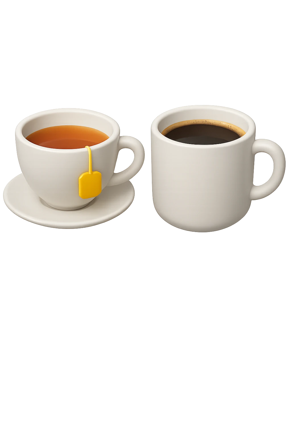 emoji 3d stile iphone che rappresenta una tazza di thè accanto ad una tazzina di caffè 3d emoji