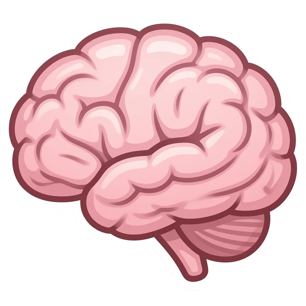 Мозг - Нарисованный 2d Стикер-дизайн, пастельные цвета, округлые формы, без глаз и ртов emoji