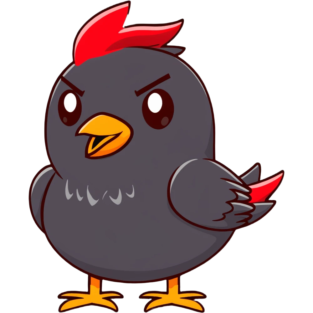 Red bird from Angry Birds game with angry expression emoji