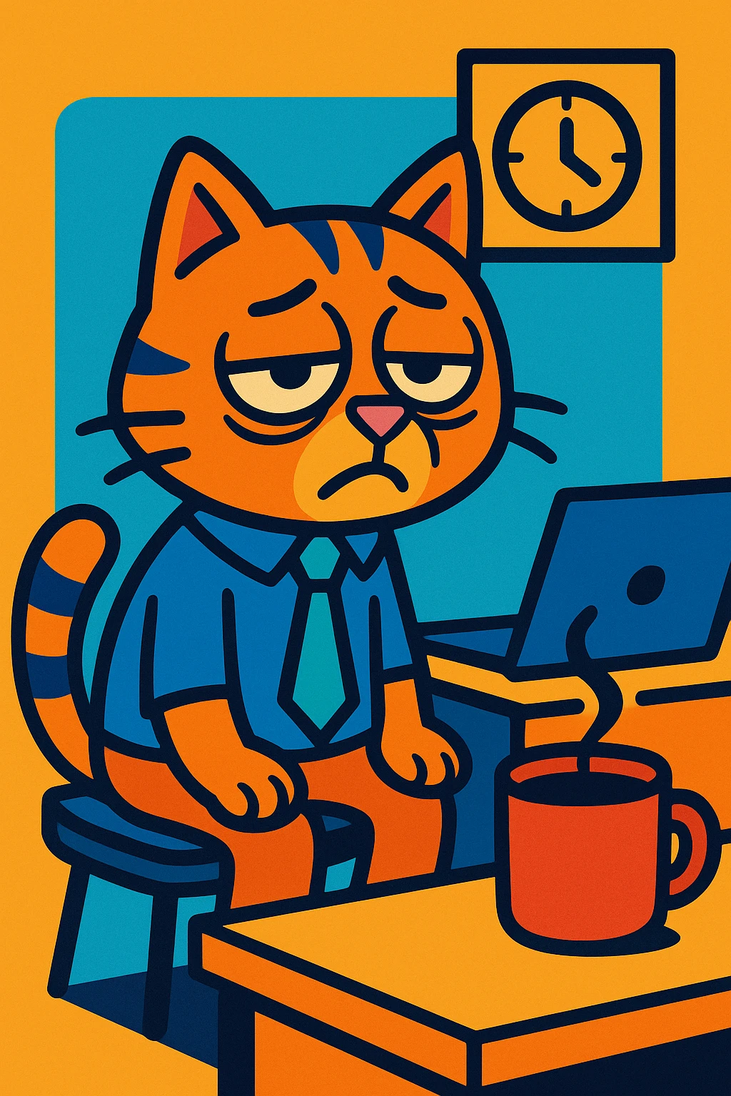a tired cat because of work emoji