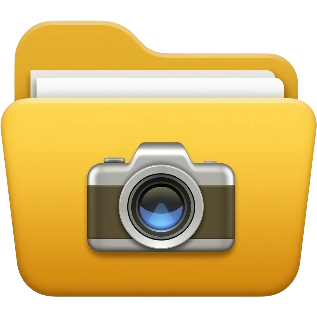 Icons: Yellow folder with a camera/Instagram-style icon. emoji