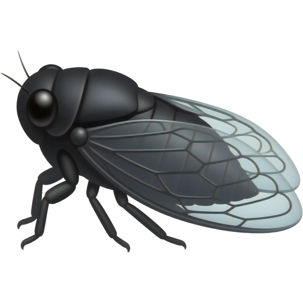 black girly cute cicada, side view emoji