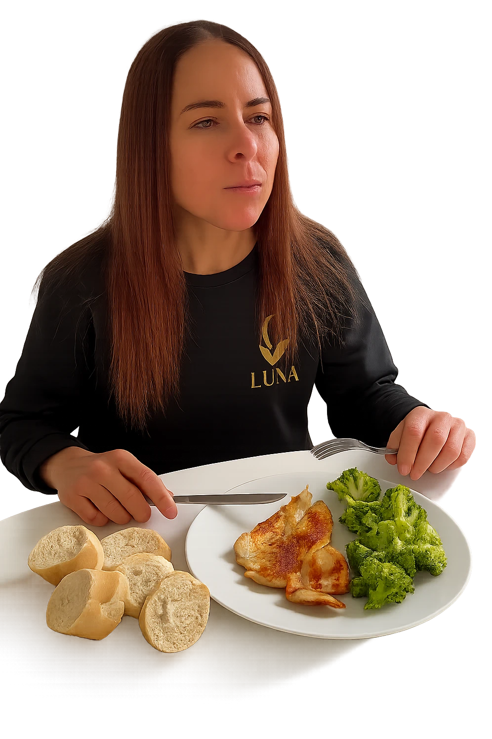 Donna che mangia sano ed equilibrato emoji