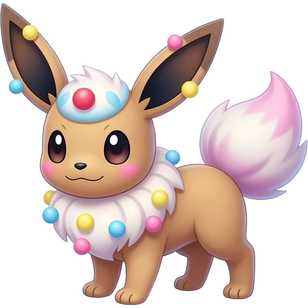 Kawaii Pastel Cotton-Candy-Colored Clown-Eeveelution-Cute-Pokémon-fusion full body emoji