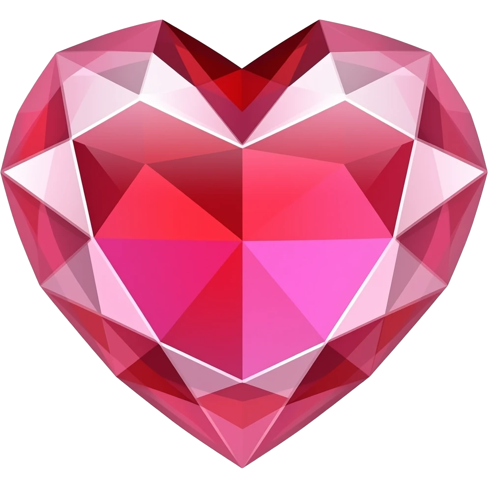 crystal heart emoji with the color of in between of red and pink emoji