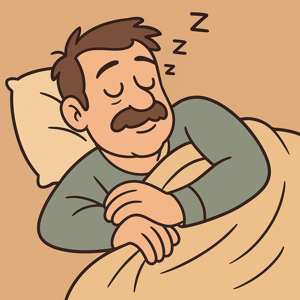 man sleeping peacefully with a blanket, simple and clear, minimal style, gentle expression, relaxed pose emoji