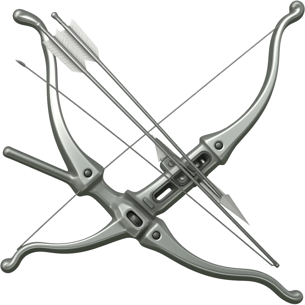 slim aesthetic silver archery bow with sharp arrows emoji