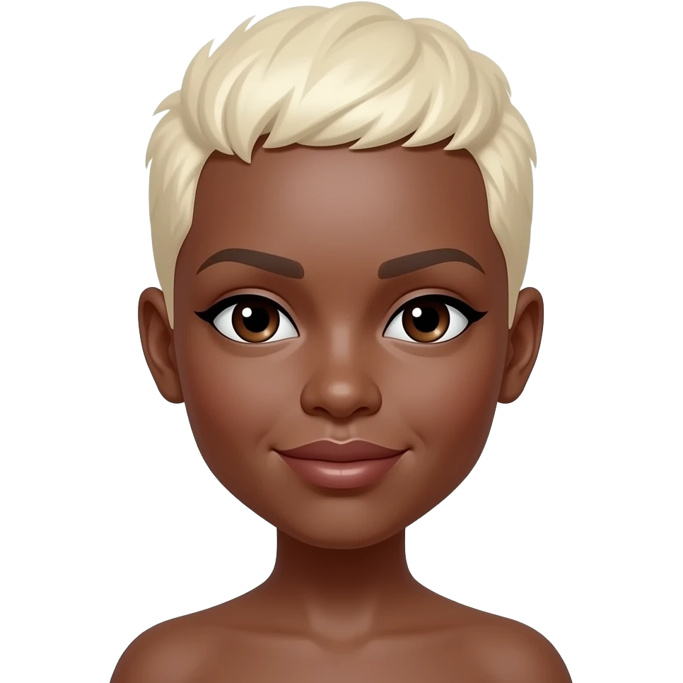 Platinum Blonde hair color black woman very short hair cut style to the scalpemoji emoji