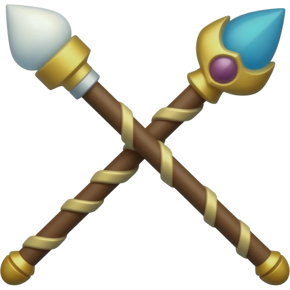 2 magic staffs crossed together emoji
