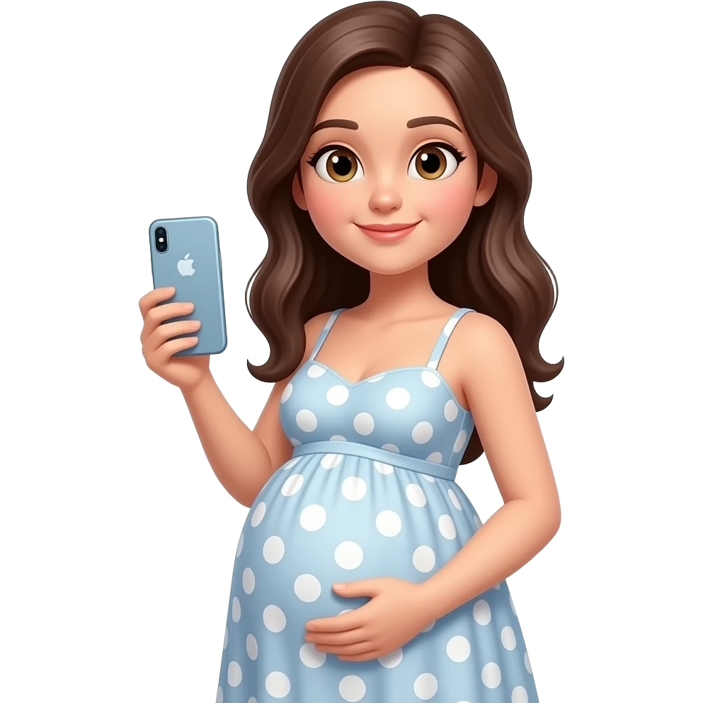 Pregnant iPhone emoji brunette girl in a beautiful dress emoji