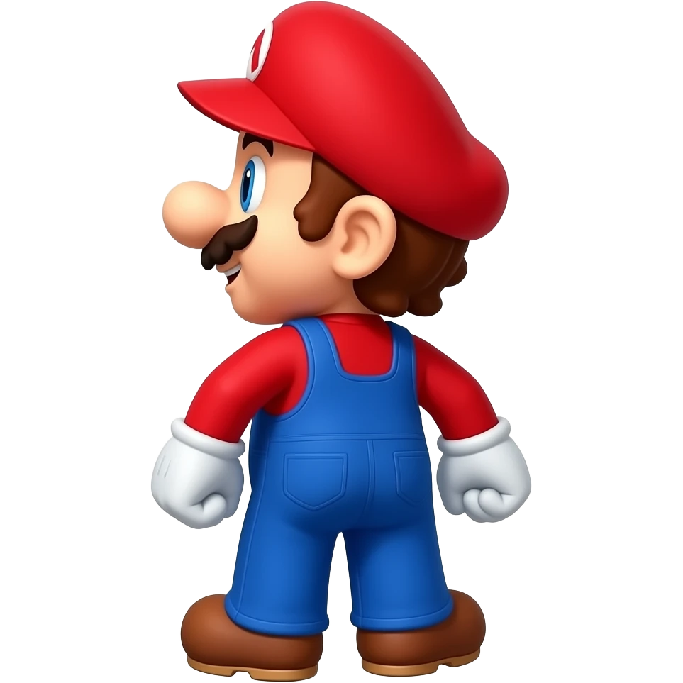 Super Mario turned backward and looking over his shoulder, playful expression, high-quality emoji art emoji