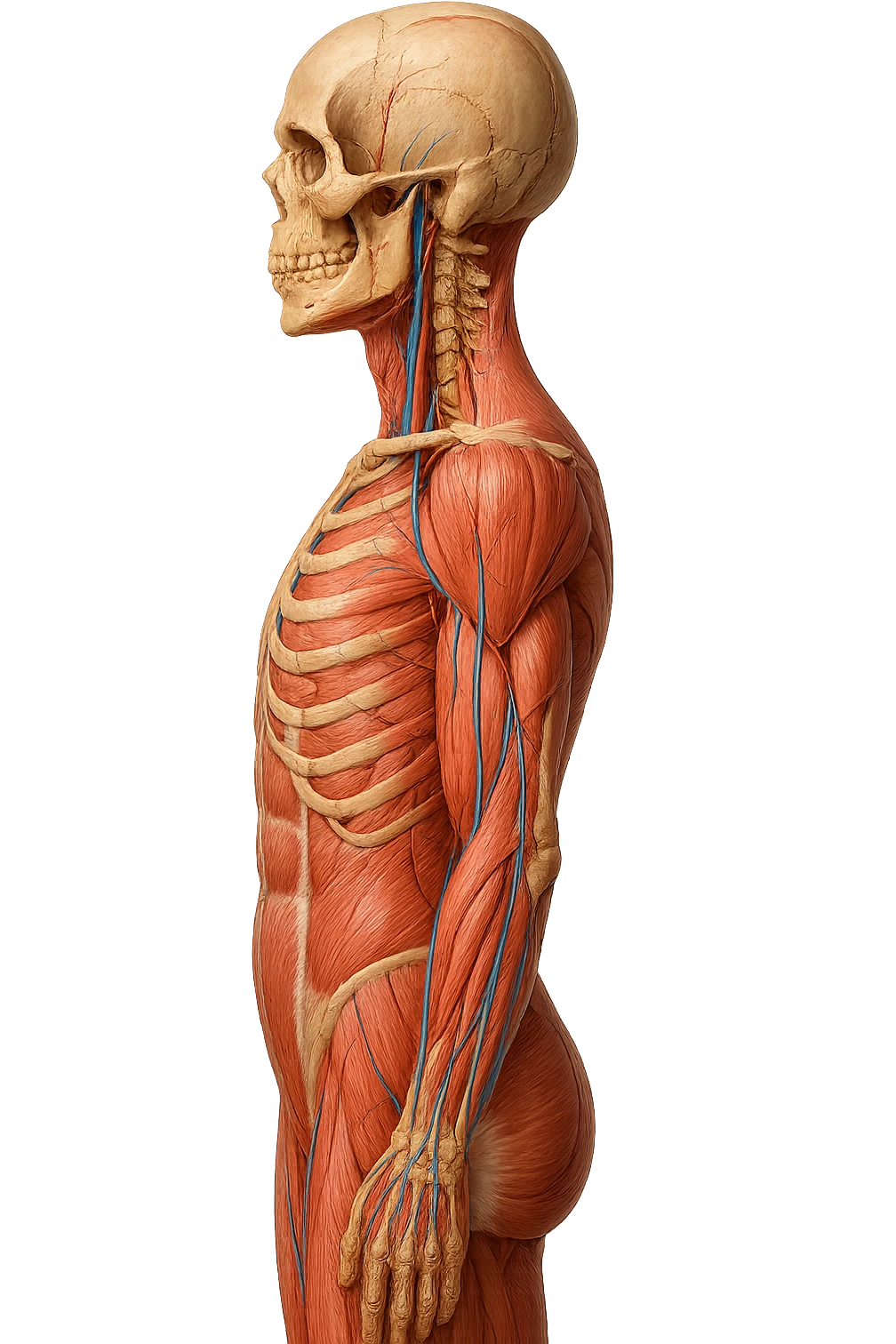 corpo umano anatomico di profilo realistico con schiena piatta, iperrealistico 4k emoji