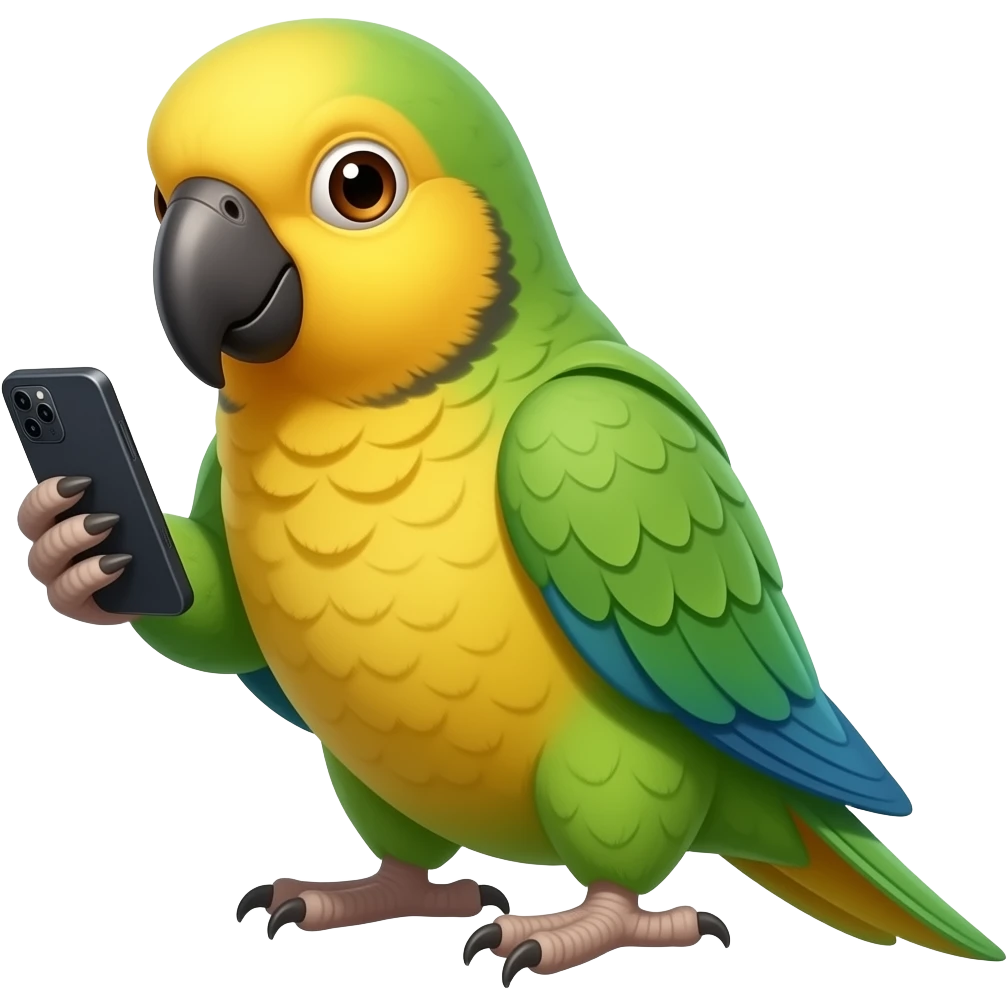 Un periquito australiano con su teléfono emoji