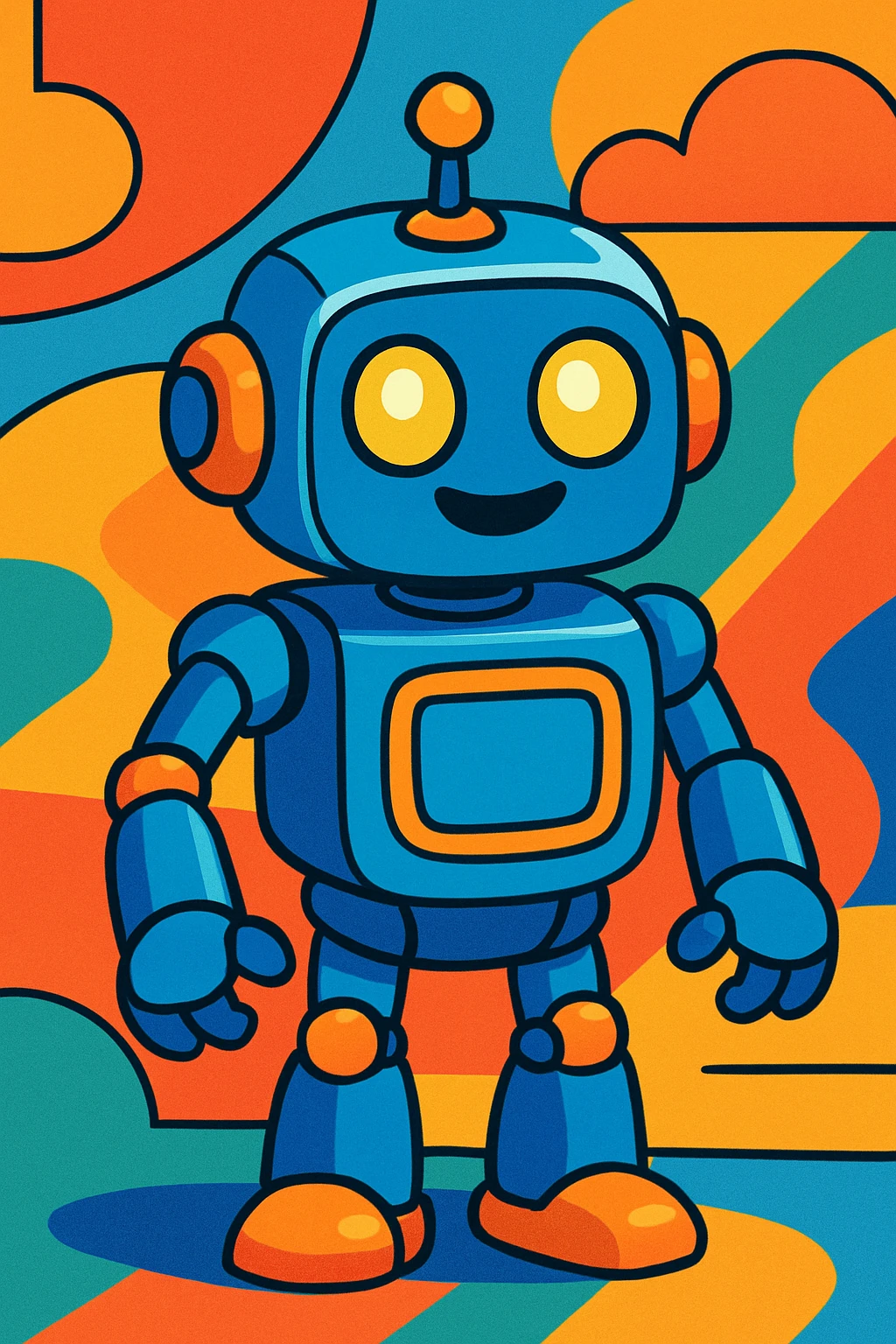robot ai, vibrant toon style emoji