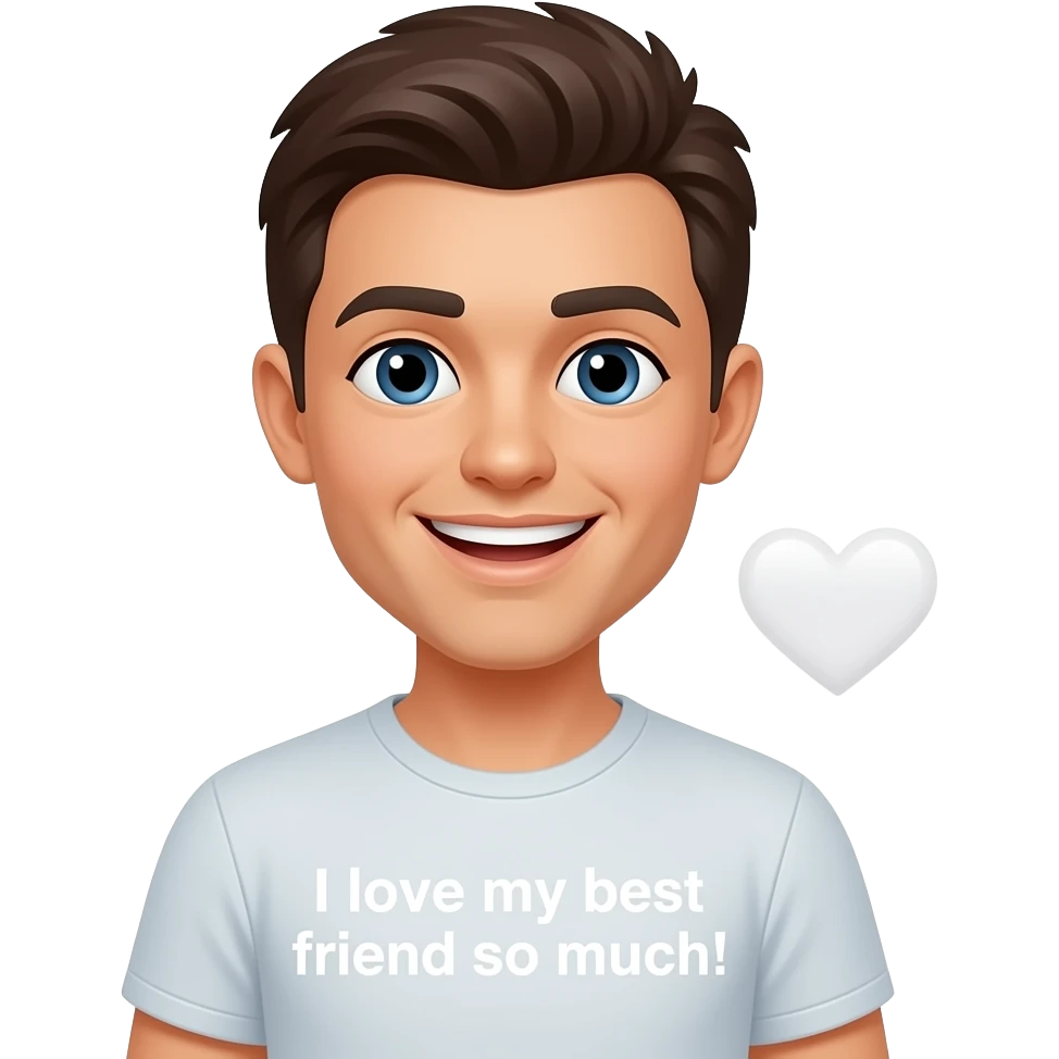 Happy Emoji with a white heart saying, I love my best friend so much! emoji