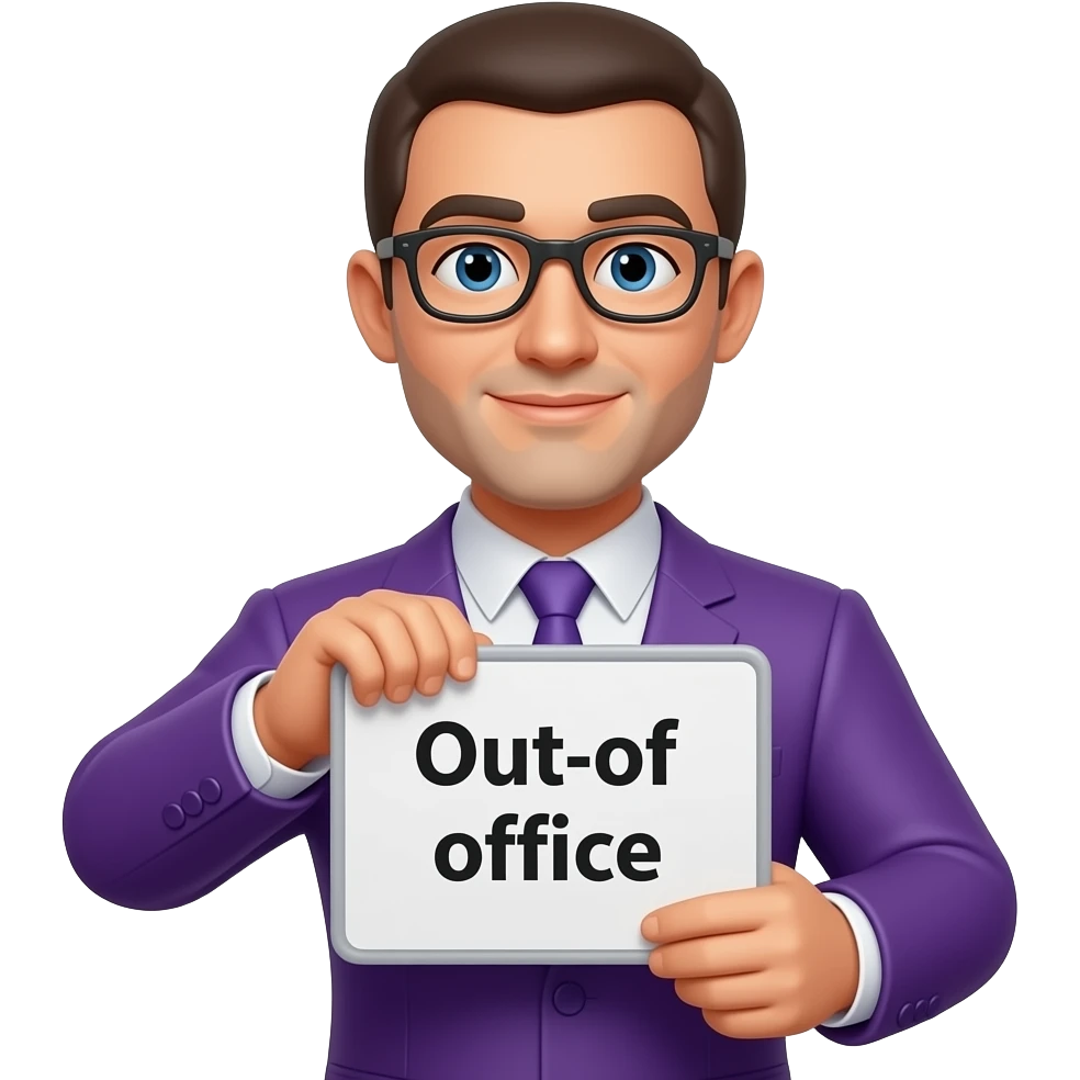 make a purple out of office emoji emoji
