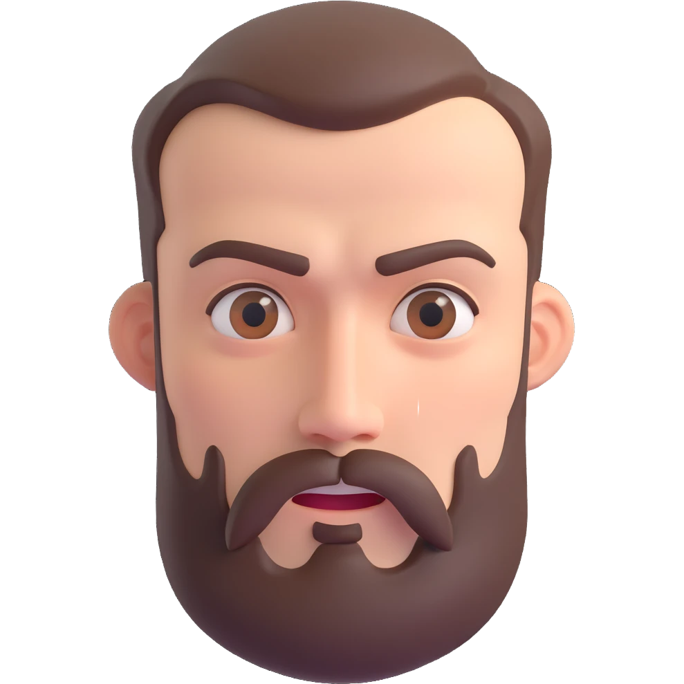 
<emoções>
{{Passar o sentimento de satisfação, de felicidade e leveza}}  
</emoções>

<elementos_visuais>
{{Um homem com barba média, cabelo curto e expressões fortes. De preferencia só um rosto flutuante}}  
</elementos_visuais> emoji