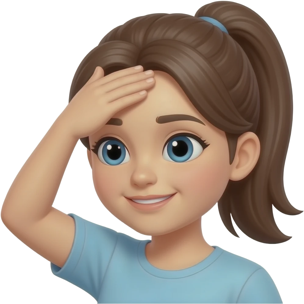 A girl in a ponytail slapping her forehead emoji