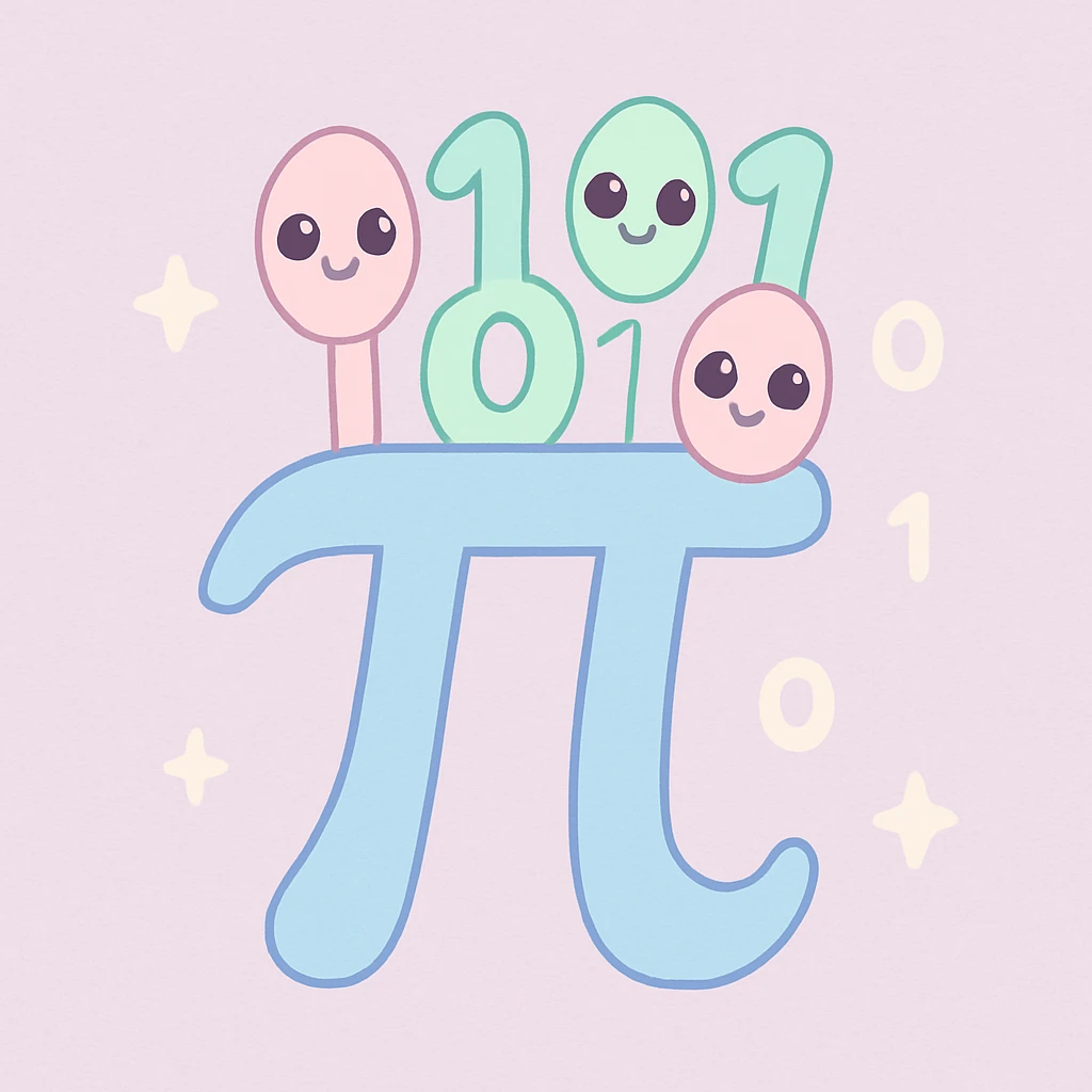  combine the π (pi) math symbol, binary code emerging from it. emoji