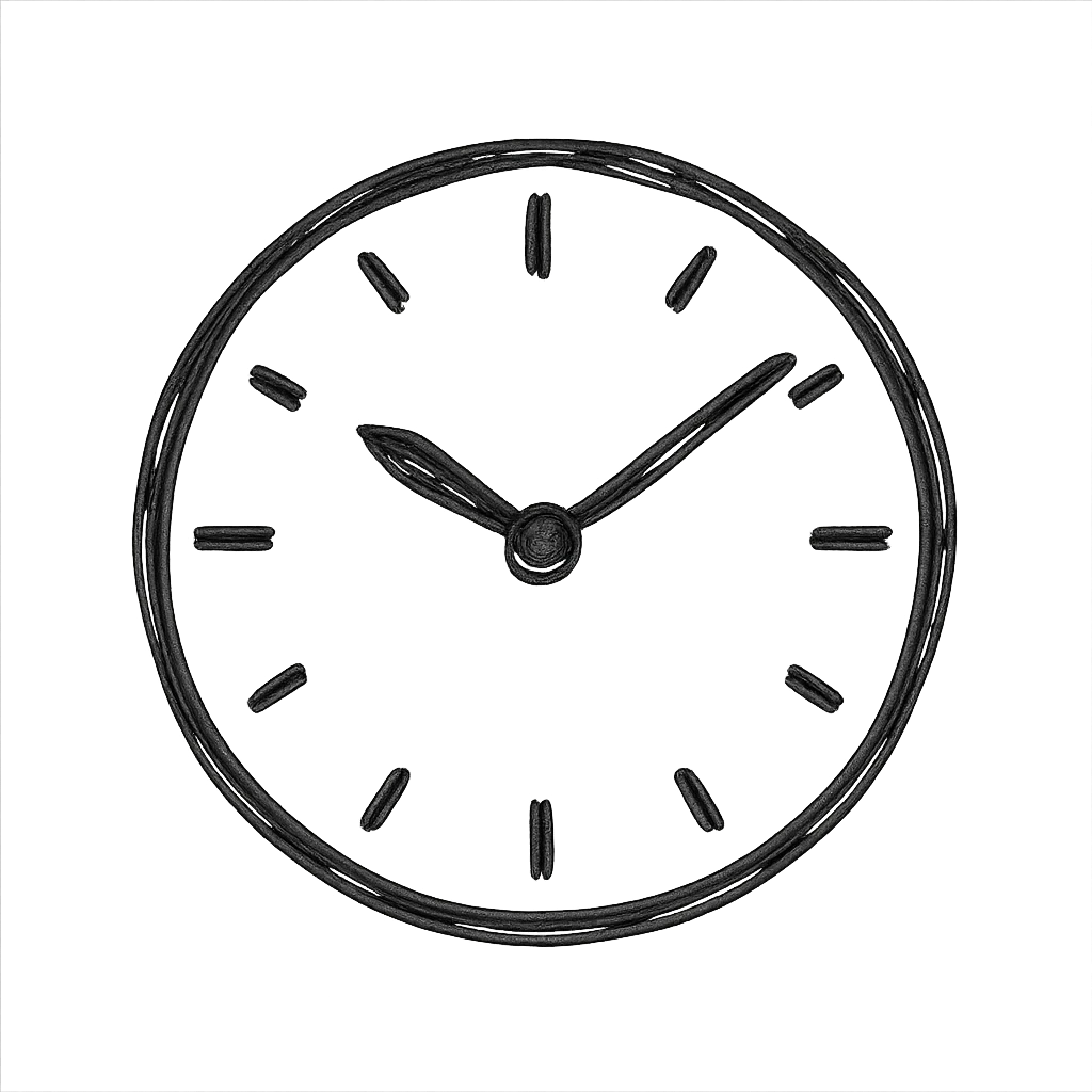 hand drawn outlined icon of a clock, no fill emoji