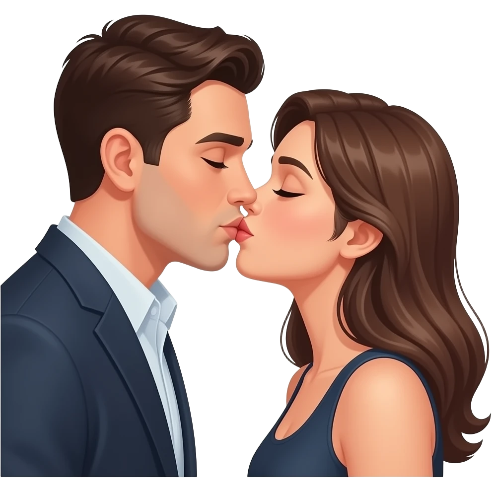 deep bold kiss between man and woman emoji