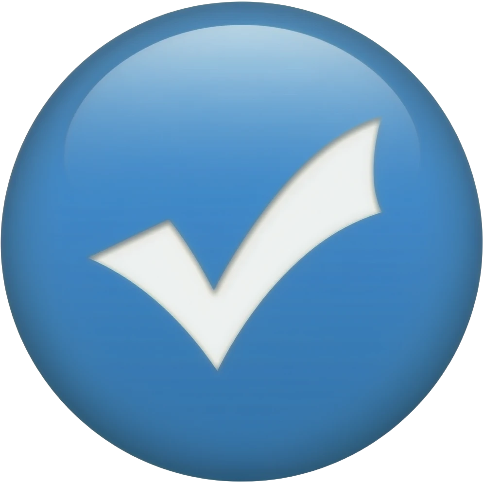 A blue circle with a white checkmark in the middle. emoji