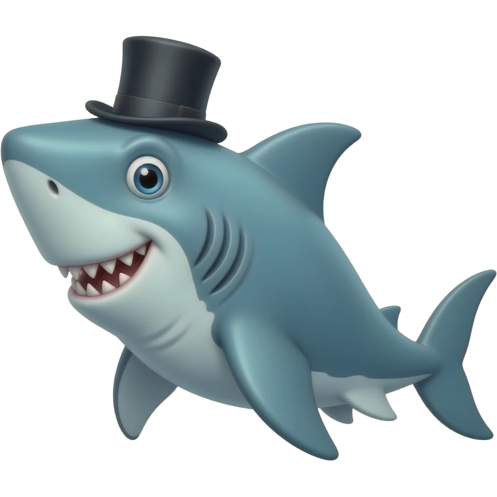 Shark with a top hat emoji