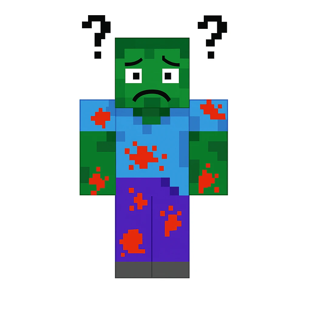 Edit the character in the reference image to have a confused expression while keeping the original style, outfit, and colors exactly as in the reference image. emoji