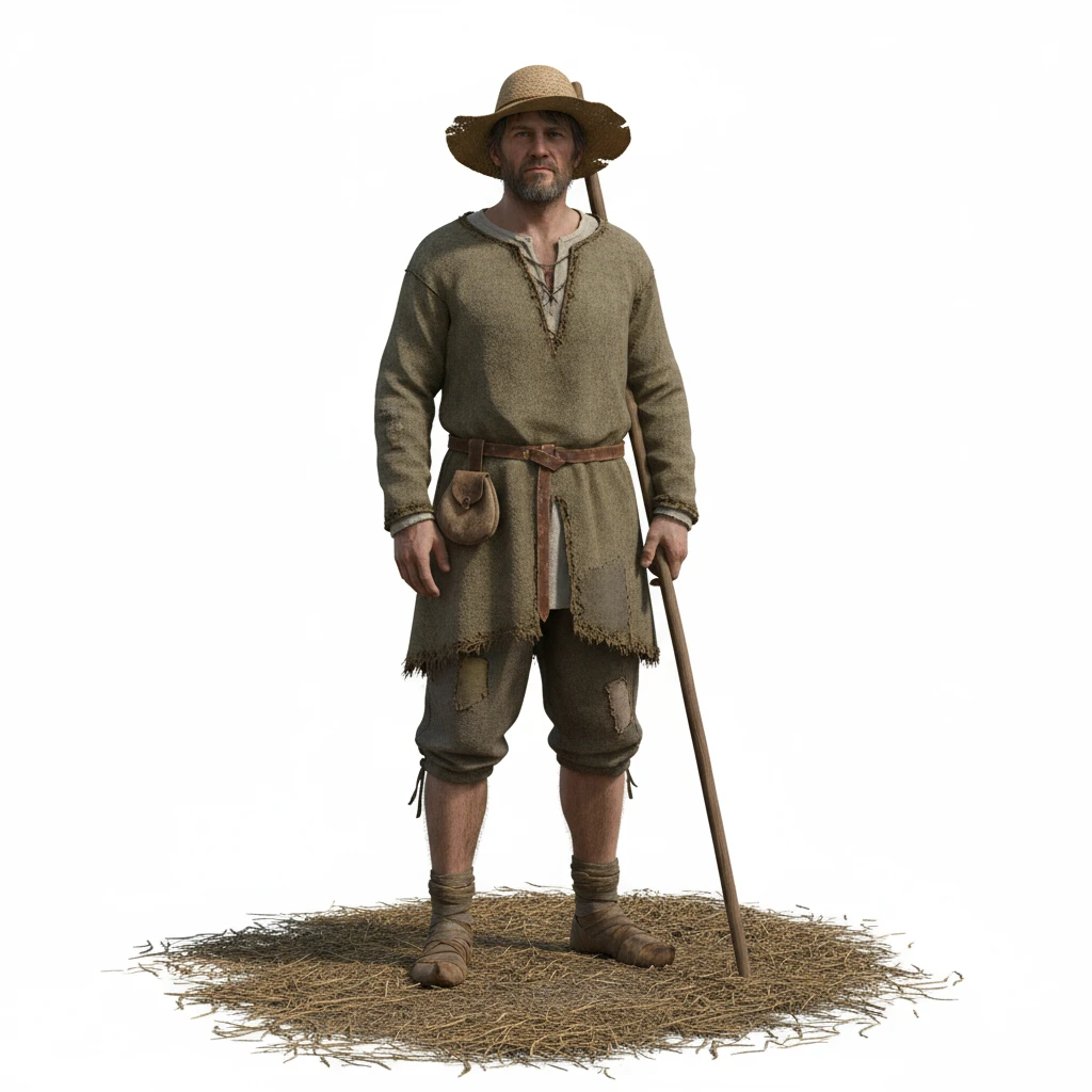 нарисуй крестьянина 16 века в полный рост без фона emoji