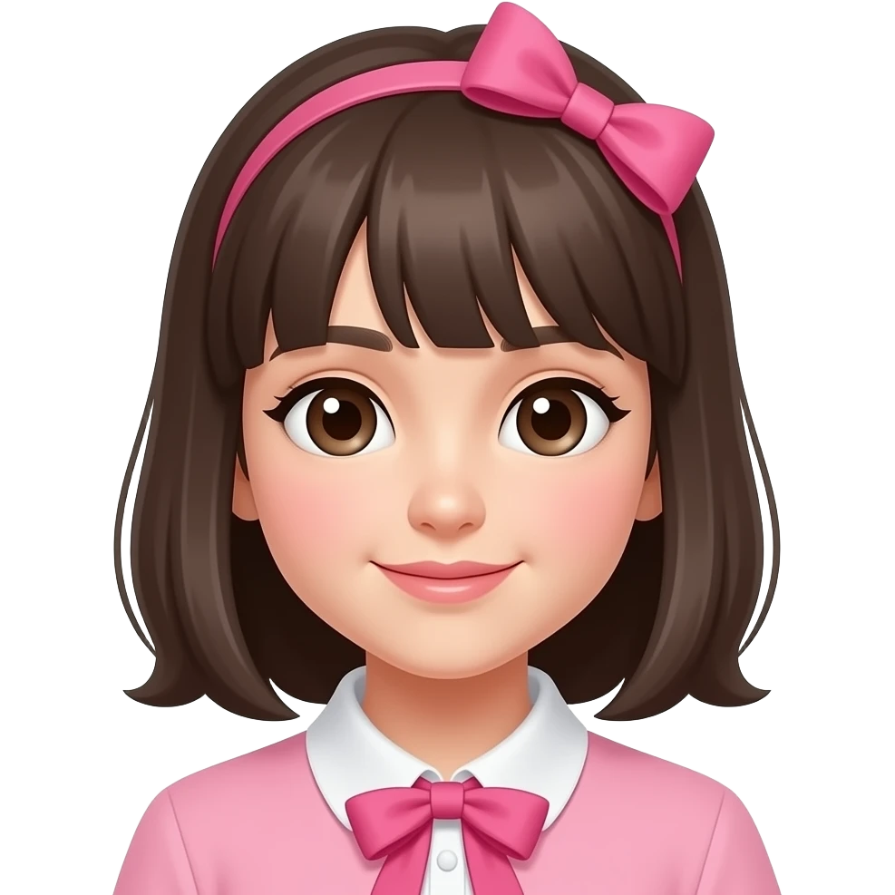 girl with pink ribbon closeup emoji