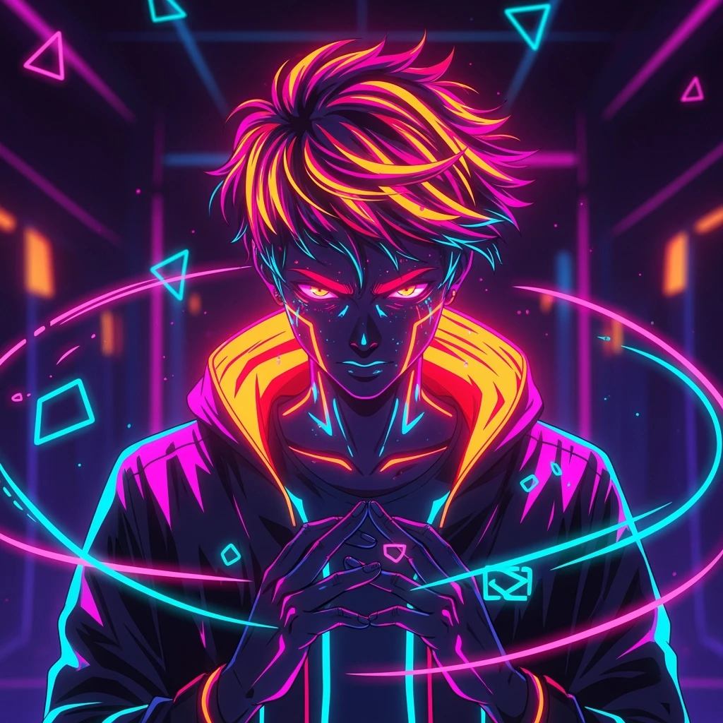 make him in neon emoji