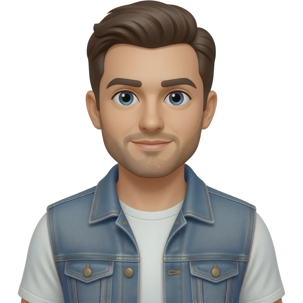 laki laki menggunakan rompi jeans emoji