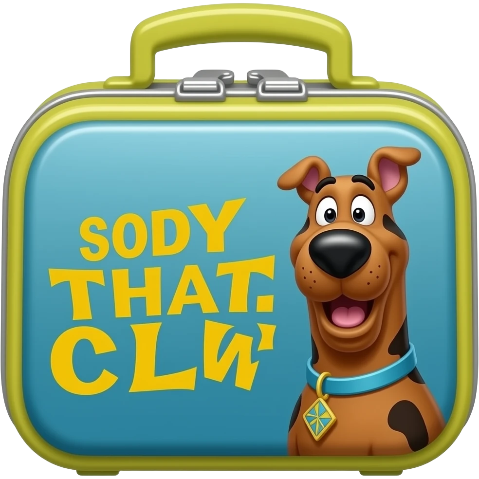 lonchera de Scooby Doo con su nombre bien escrito en ella si que sea identifico a el emoji