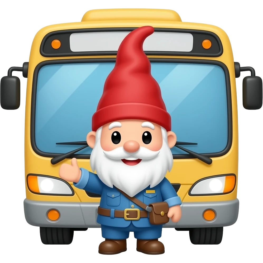 cute kawaii gnome smile bus driver emoji