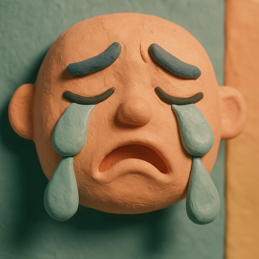 Tears in claymation style, matte texture with soft pastel colors. emoji